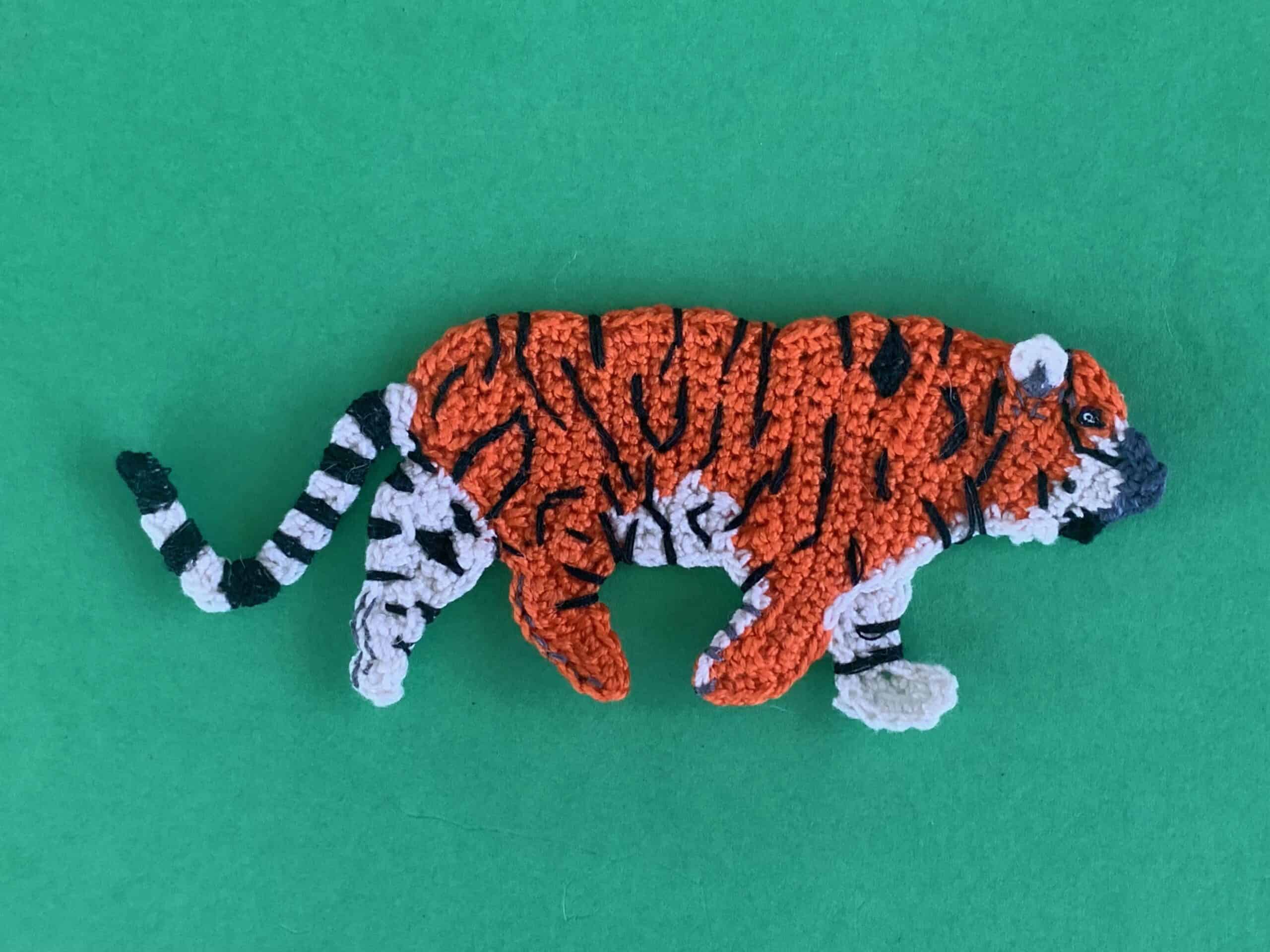 Finished crochet tiger 4 ply landscape