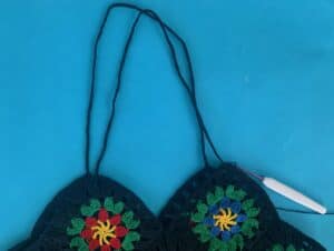 Crochet granny square shopping bag strap row 1