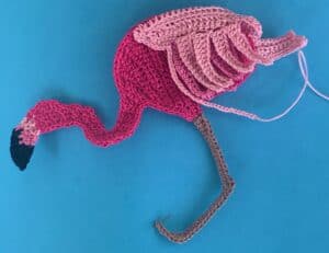 Crochet bending flamingo 2 ply first leg