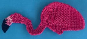 Crochet bending flamingo 2 ply head neck and body neatened