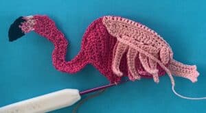 Crochet bending flamingo 2 ply joining for first leg