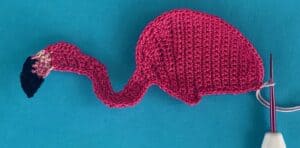 Crochet bending flamingo 2 ply joining for tail