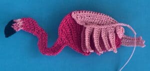 Crochet bending flamingo 2 ply neatening feathers