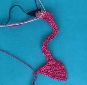 Crochet bending flamingo 2 ply row 43