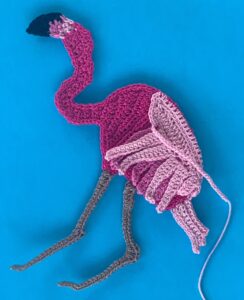 Crochet bending flamingo 2 ply second leg
