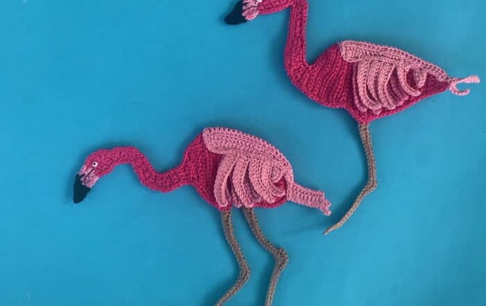 Finished crochet bending flamingo 2 ply group landscape 2