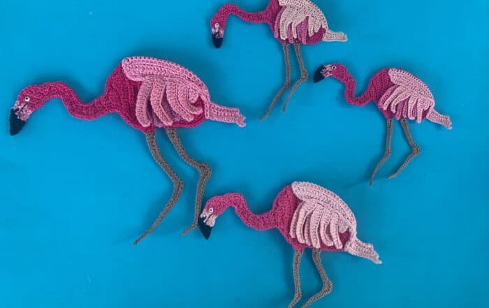 Finished crochet bending flamingo 2 ply group landscape