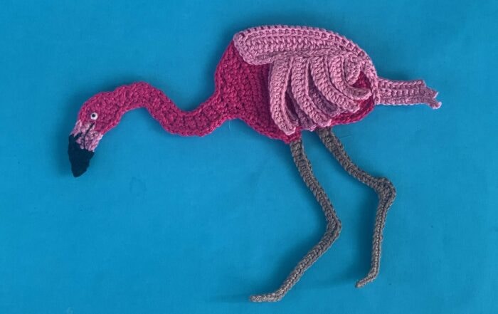Finished crochet bending flamingo 2 ply landscape