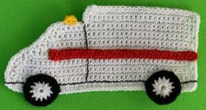 Crochet ambulance 2 ply body with stripe