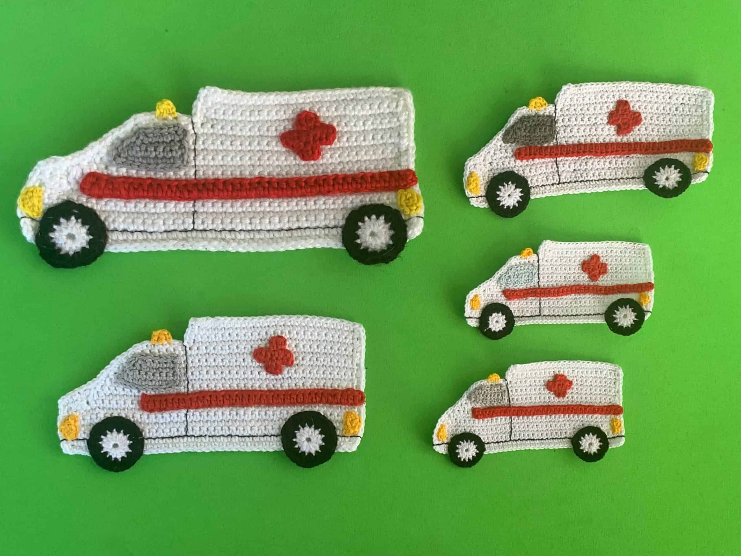 Finished crochet ambulance 2 ply group landscape