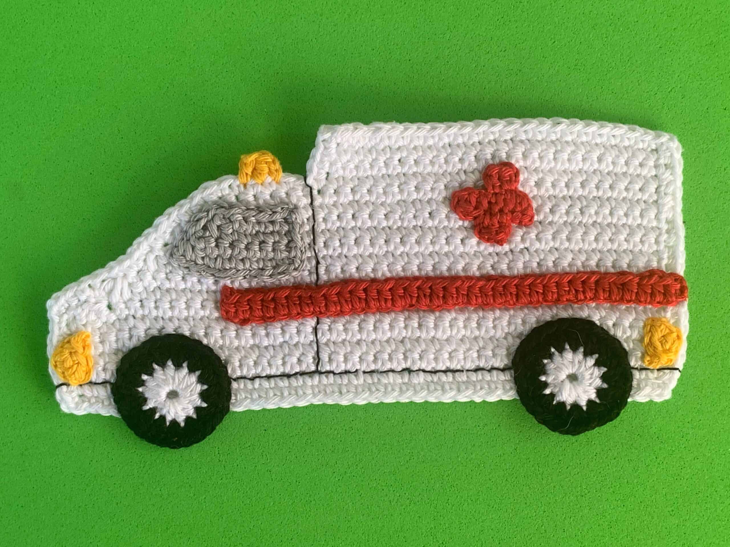 Finished crochet ambulance 4 ply landscape
