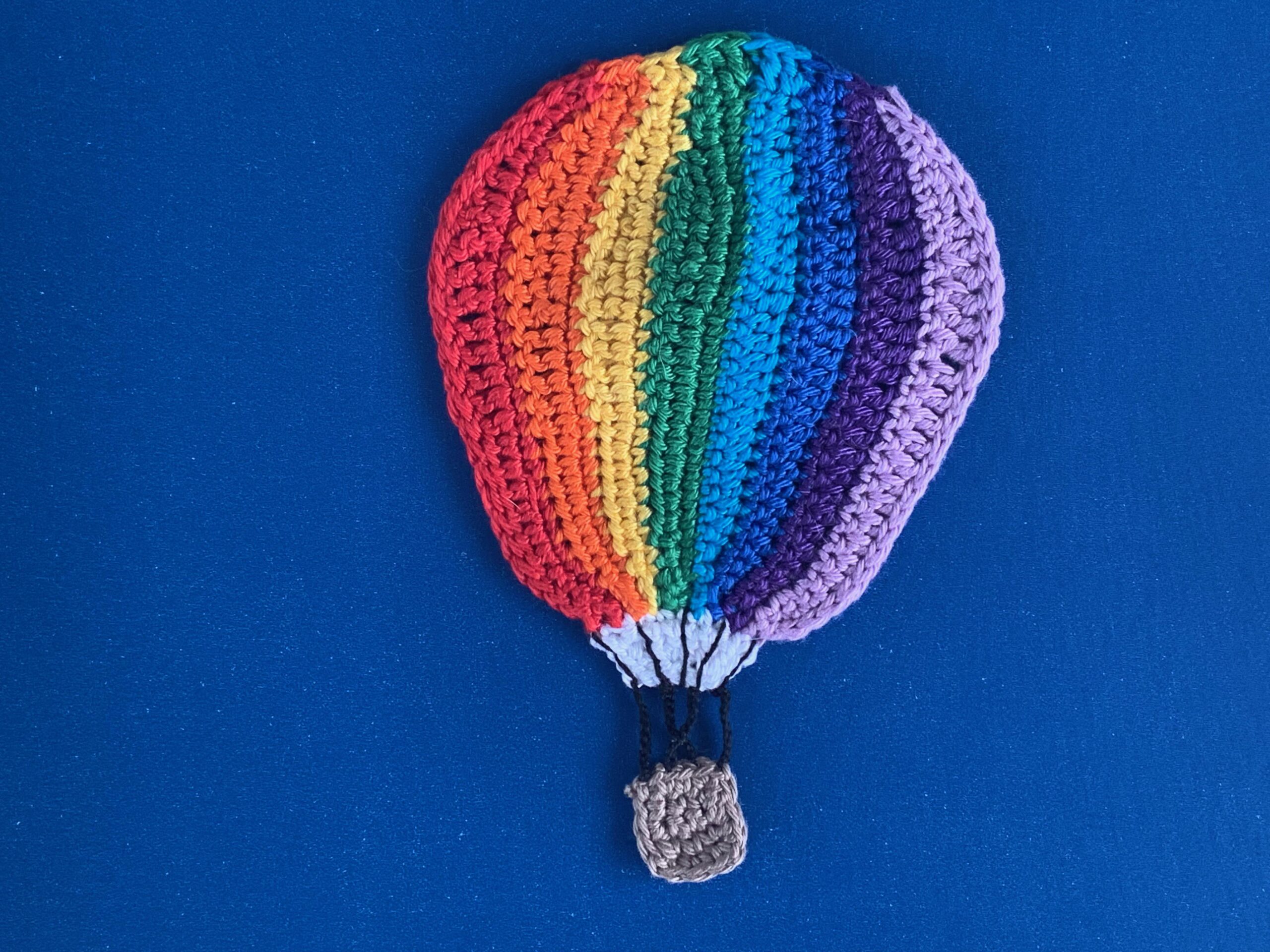 Finished crochet hot air balloon 4 ply landscape