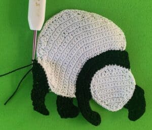 Crochet walking panda 2 ply joining for near back leg neatening row