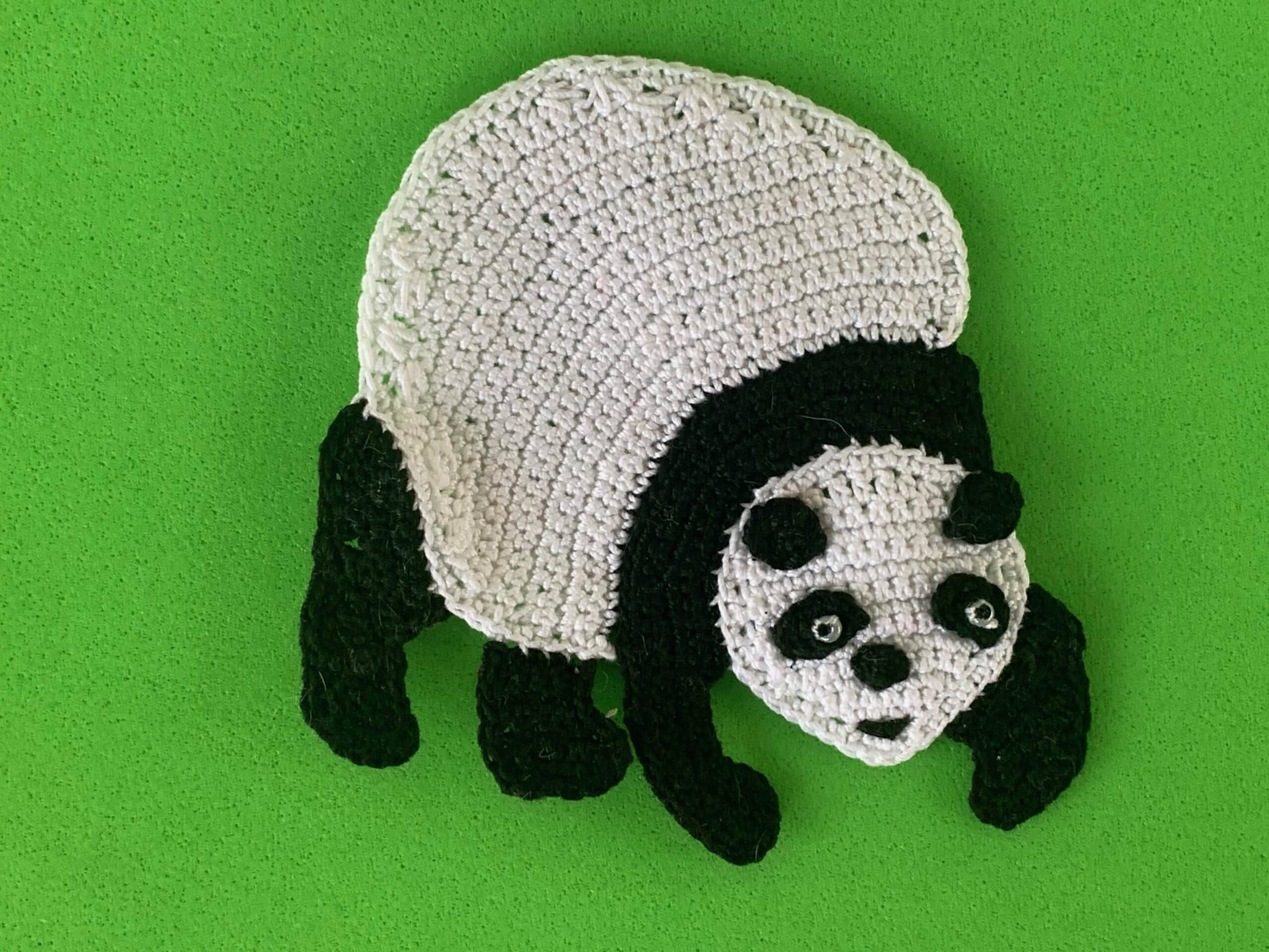 Finished crochet walking panda 2 ply landscape