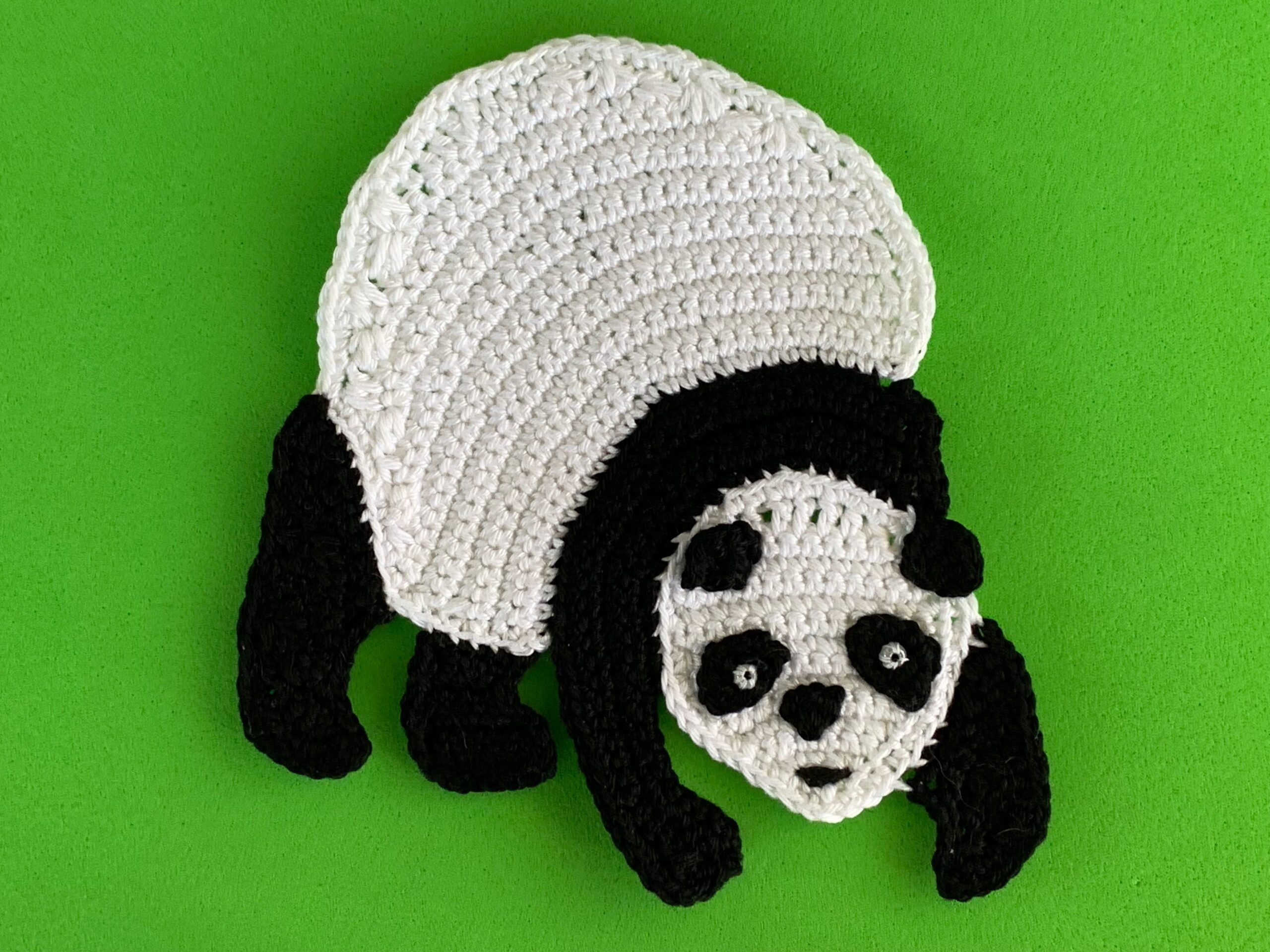 Finished crochet walking panda 4 ply landscape