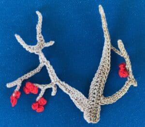 Crochet cardinal 2 ply branch with berries