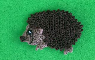 Finished crochet hedgehog 2 ply landscape