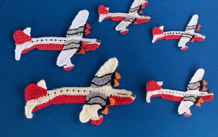 Finished crochet AirTanker plane 2 ply group landscape