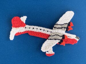 Finished crochet AirTanker plane tutorial 4 ply landscape