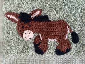 Finished farm towel donkey landscape