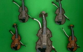 Finished crochet violin 2 ply group landscape