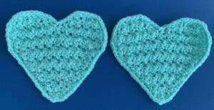 Crochet large hearts neatened