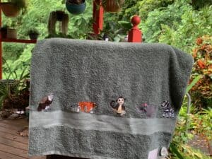 Finished crochet jungle towel landscape