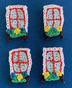 Crochet house 2 ply windows with flowers