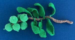 Crochet macadamia nut 2 ply branch with leaves