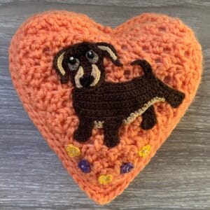Crochet heart daschund