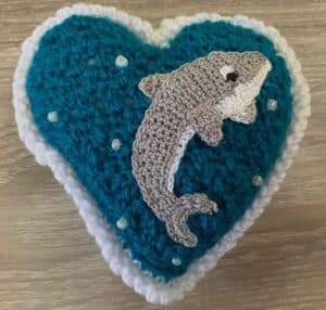 Crochet heart dolphin