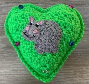 Crochet heart hippo