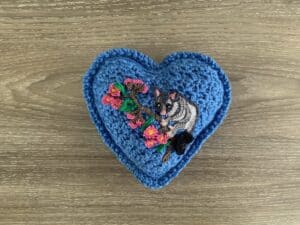 Crochet heart possum