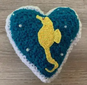 Crochet heart seahorse