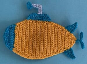 Crochet submarine 2 ply body with propeller