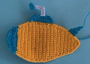 Crochet submarine 2 ply first fin