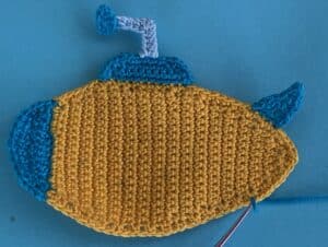 Crochet submarine 2 ply joining for second fin