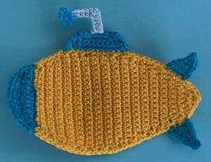 Crochet submarine 2 ply second fin neatened