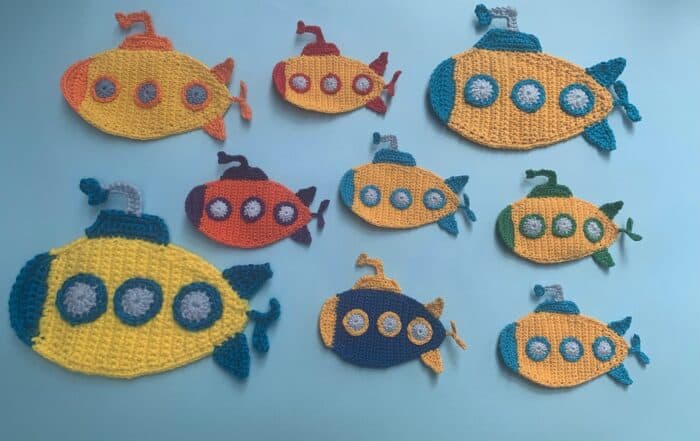 Finished crochet submarine 2 ply group landscape