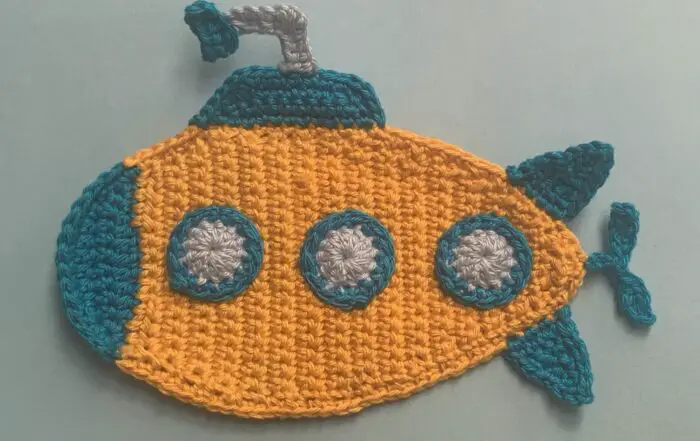 Finished crochet submarine 4 ply landscape