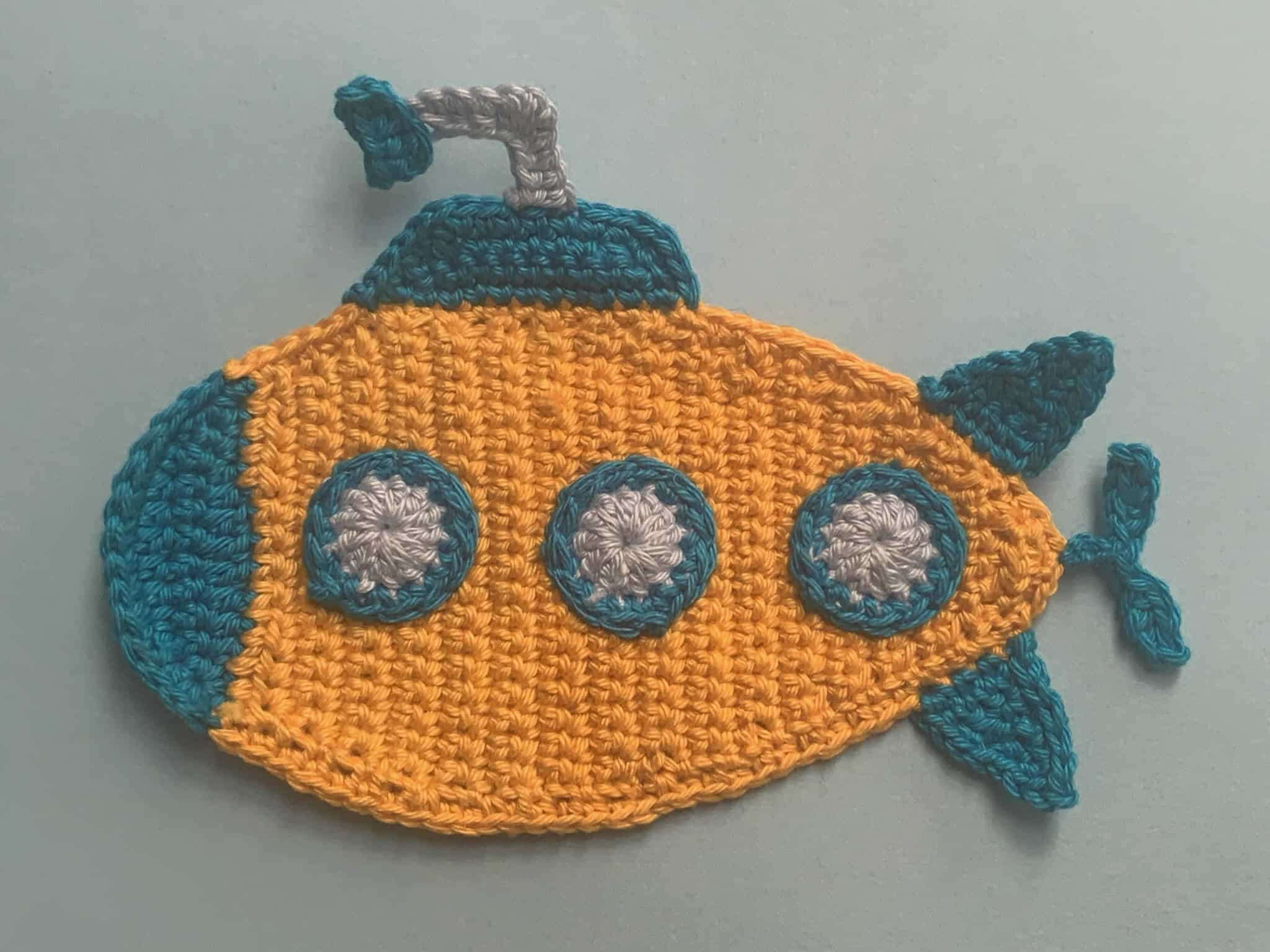 Finished crochet submarine 4 ply landscape