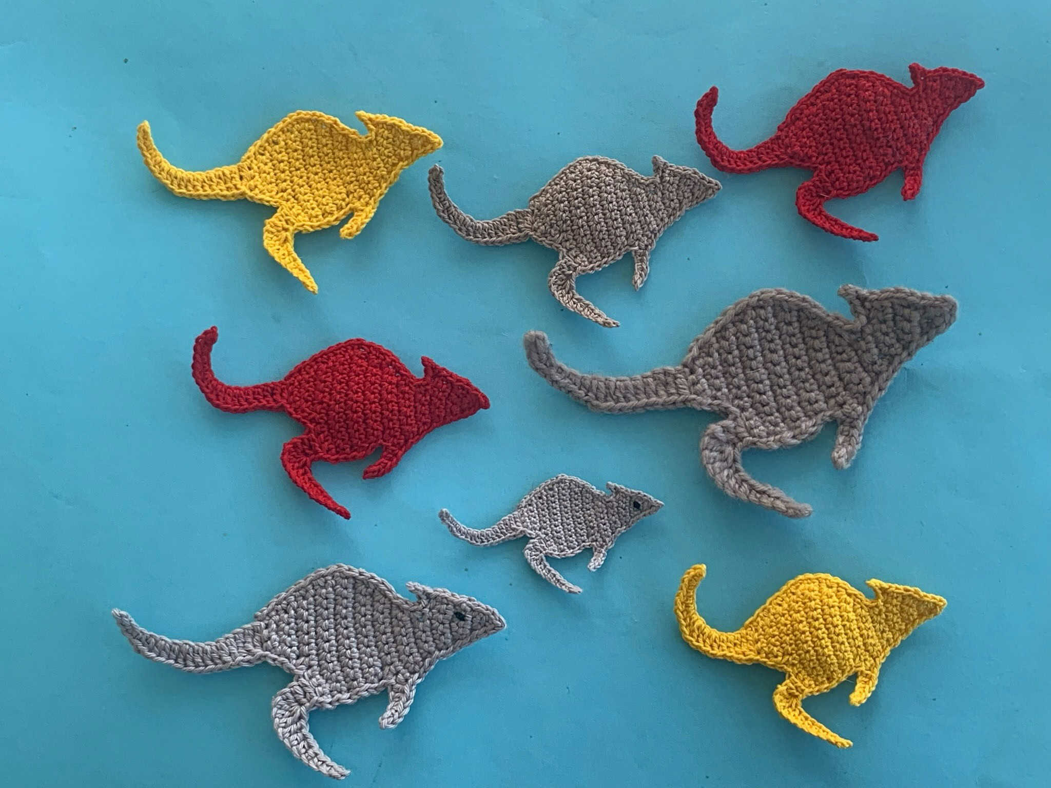 Finished crochet wallaby 2 ply group landscape