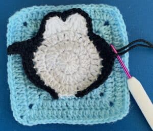 Crochet penguin granny square joining for left arm