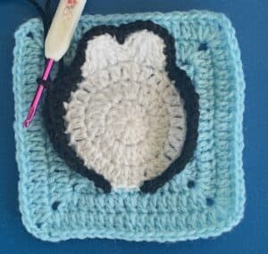 Crochet penguin granny square joining for right arm