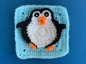 Finished crochet penguin granny square pattern landscape