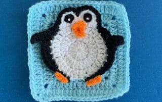 Finished crochet penguin granny square landscape