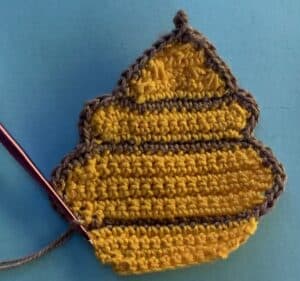 Crochet beehive 2 ply joining for second bottom section neatening row