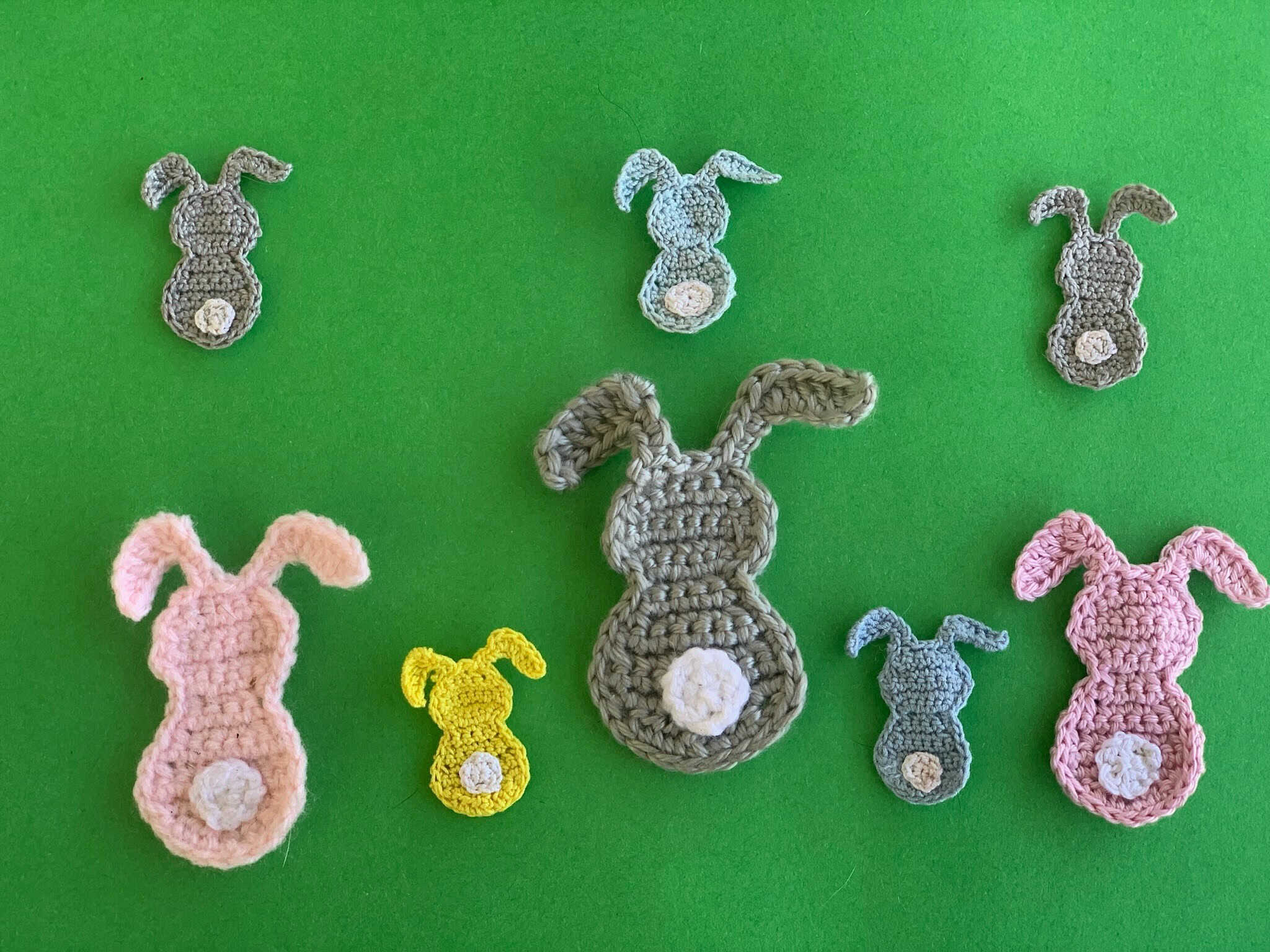 Finished crochet rabbit 2 ply group landscape