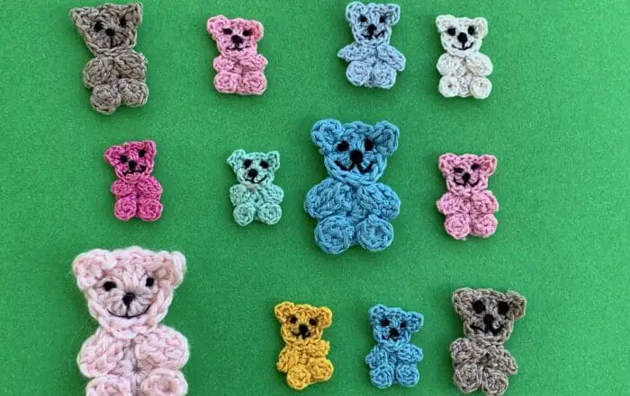 Finished crochet tiny teddy bear 2 ply group landscape