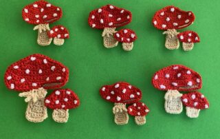 Finished crochet toadstool 2 ply group landscape